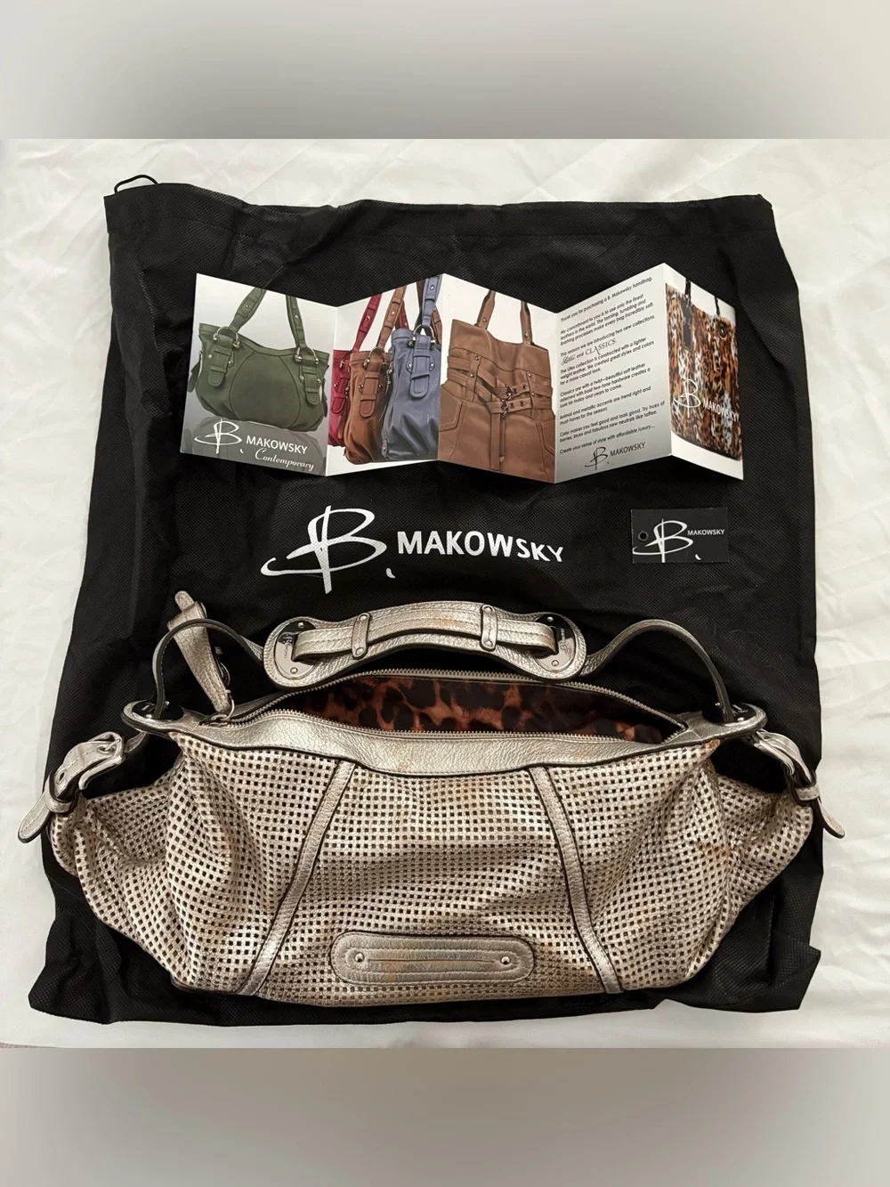 b. makowsky Metallic Soft Light Hobo Bag - Silver / Copper